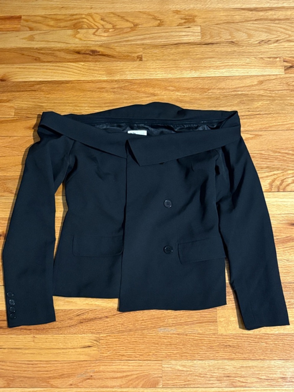 Off-Shoulder Black Women’s Blazer Top